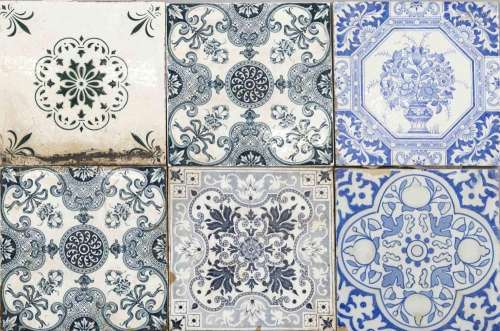 Mixed lot of 22 tiles, around 1900