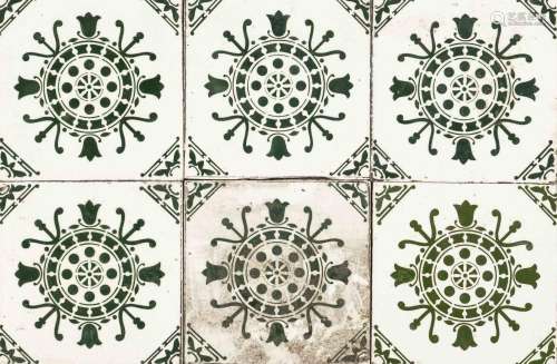 54 Art deco tiles, 1930s. Stencile