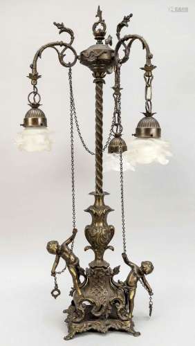 Large table lamp, 19th/20th c., br