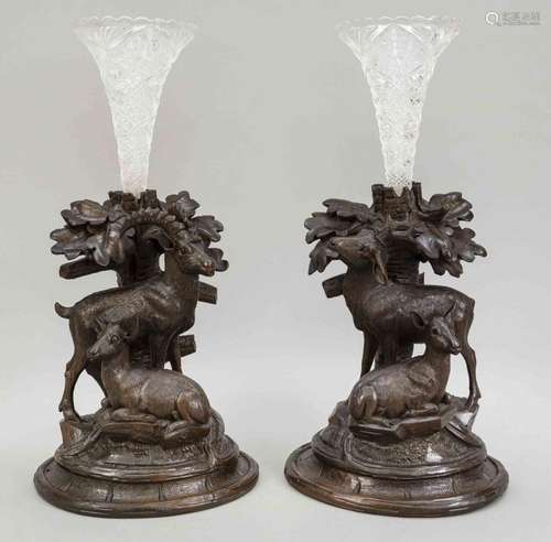 Pair of Black Forest vases, German