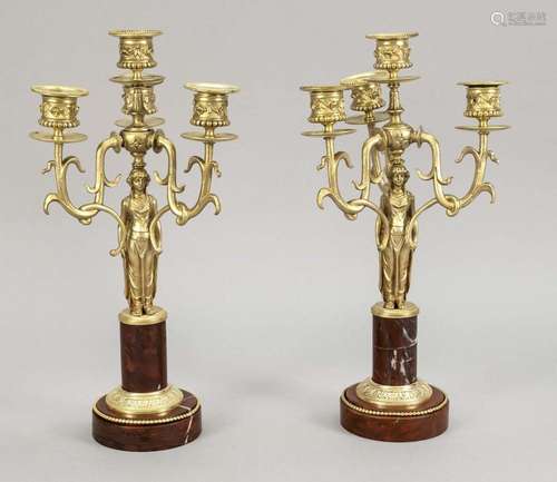 Pair of caryatid candlesticks, 19t