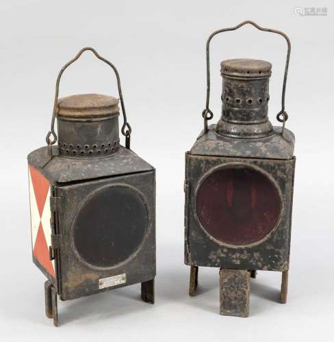 2 Railway lamps, 19th/20th c., iro