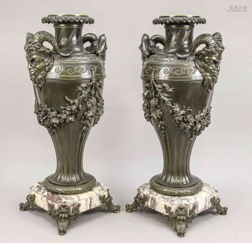 Pair of large satyr vases in antiq