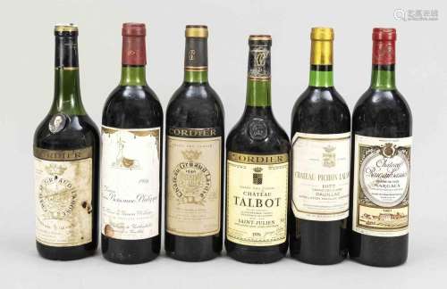 6 bottles of red wine, 1967 and 19