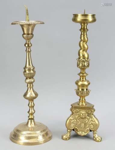 2 candlesticks, end of 19th c., br