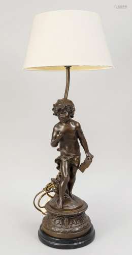 Figural lamp, 20th c., bronzed met
