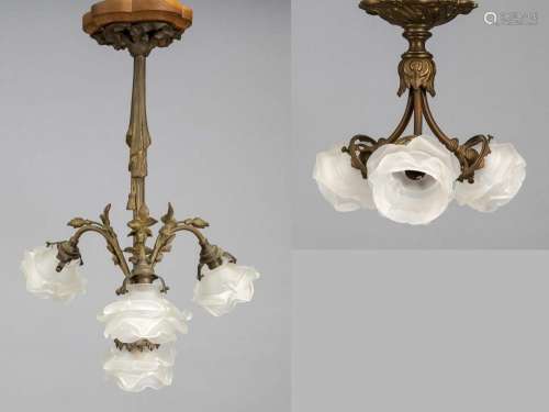 2 ceiling lamps, late 19th c., 1 x