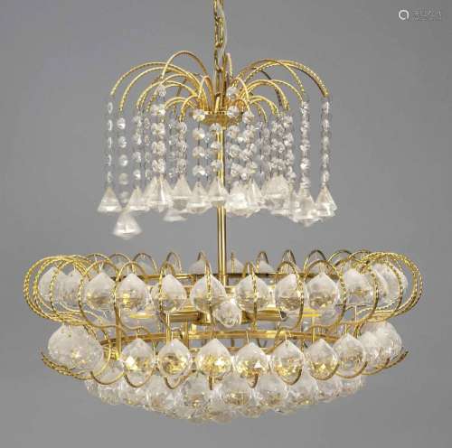 Crystal chandelier, 20th c., gold-