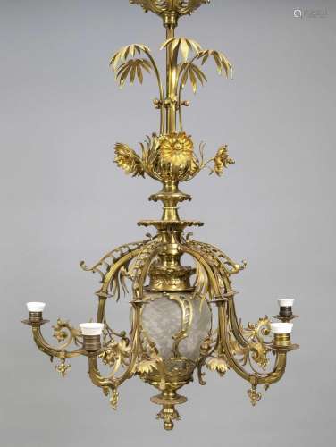 Chandelier, late 19th c. Glass lan