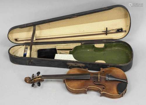 Violin with violin case, inscribed