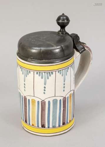 Faience cylindrical jug, dated 184