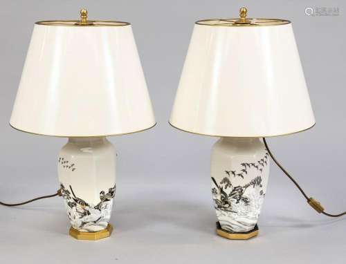 Pair of vase lamps, 20th c., facet