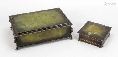 2 caskets, 20th century, patinated