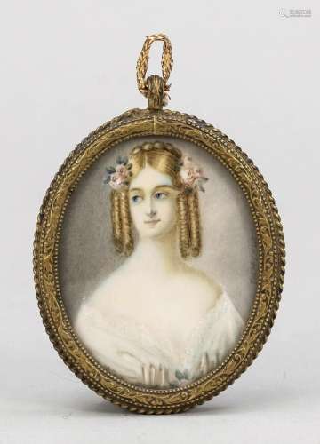 Miniature, 19th c., portrait of a