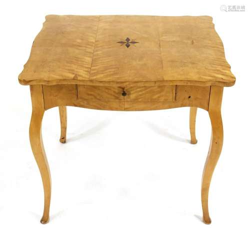 Side table around 1840, solid birc