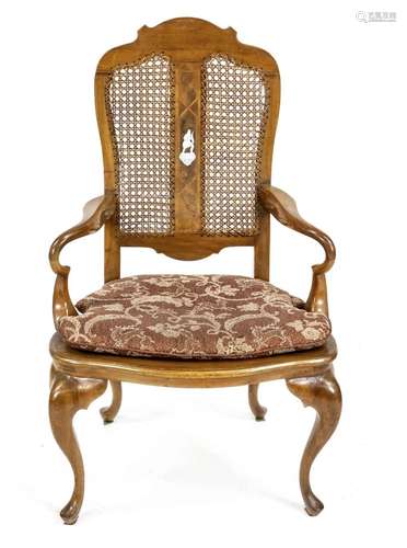 Armchair around 1920, solid walnut