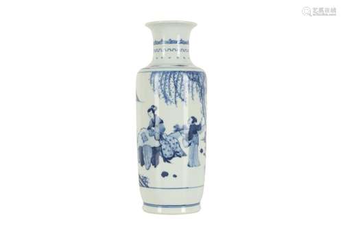 A CHINESE BLUE AND WHITE 'LADIES' VASE.