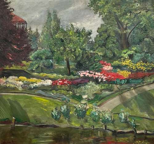 Heintz, Richard. 1871 Herstal 1929 Sy. Paysage de parc expre...