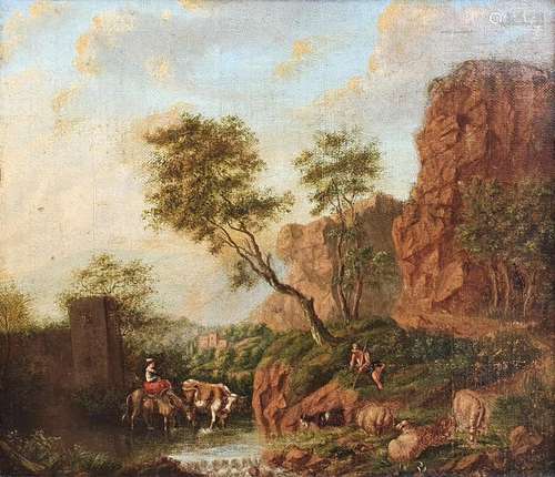 ANDREA LOCATELLI (1695-1741), ENTOURAGE PAYSAGE ANIMÉ