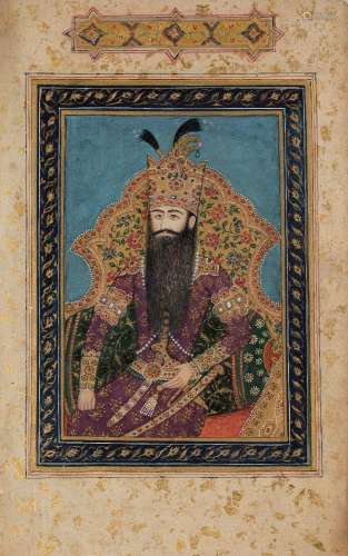 Portrait Qajar de Fath Ali Shah, Iran, fin du 19e siècle, pi...