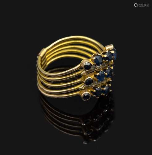 5-piece 14 kt gold so-called slave ring with diamonds and sa...