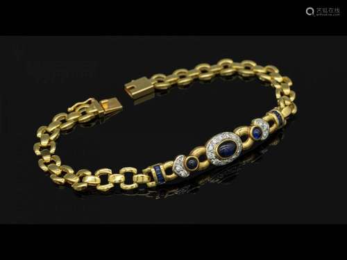 18 kt gold bracelet with sapphires and brilliants