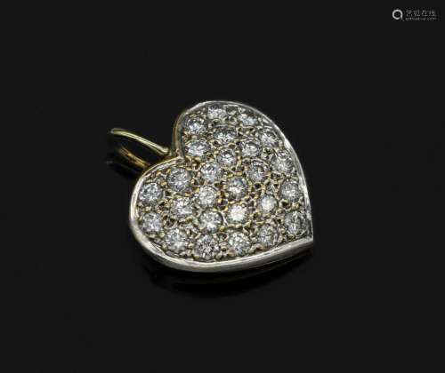 14 kt gold pendant 'heart' with brilliants
