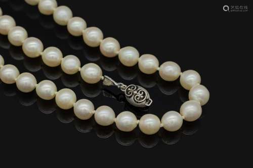 Necklace made of cultured akoya pearls