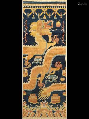 Rare Antique Ning-Hsia Pillar Temple Carpet, Imperial