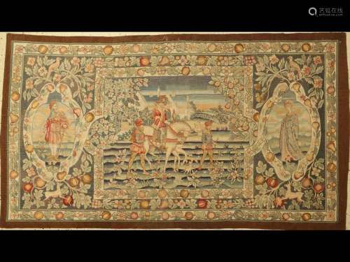Fine antique tapestry, Belgium, around 1900, wool with