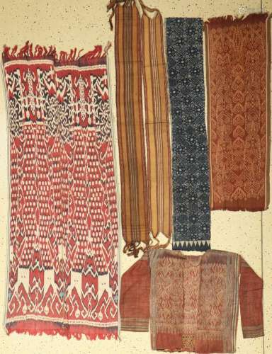 6 lots of cotton tribal pieces, handwoven, around 1950