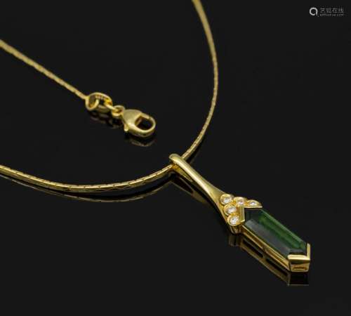 14 kt gold tourmaline brilliant pendant