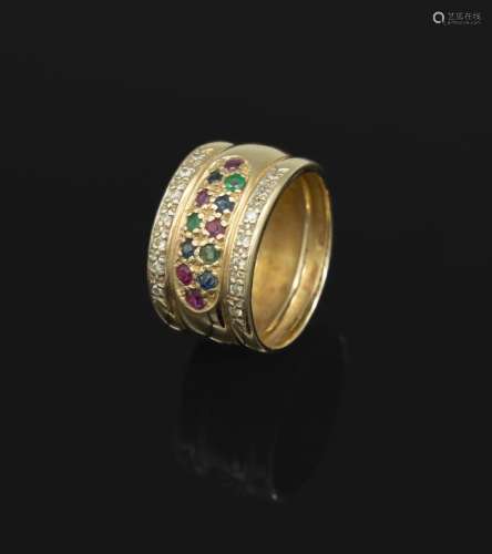 14 kt gold coloured stone-brilliant-ring