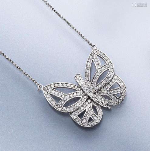 14 kt gold necklace 'butterfly' with brilliants