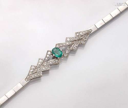 18 kt gold bracelet with emerald and diamonds
