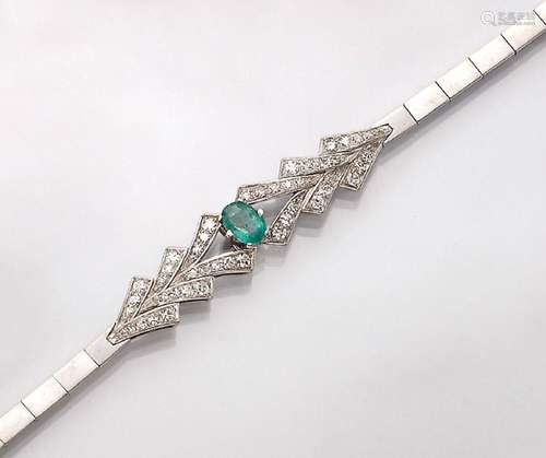 18 kt gold bracelet with emerald and diamonds