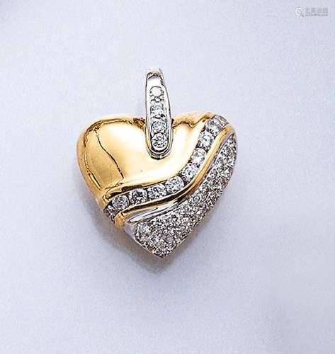 18 kt gold heartpendant with brilliants