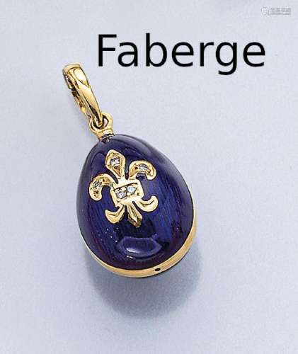 18 kt gold FABERGE egg-pendant with brilliants and enamel