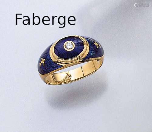 18 kt gold FABERGE ring with enamel and brilliant