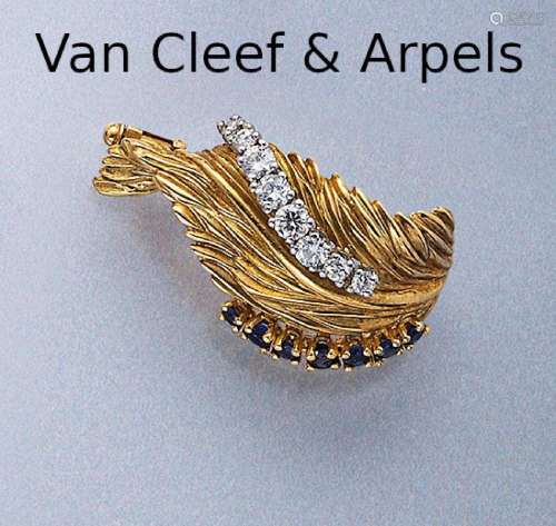 VAN CLEEF & ARPELS 18 kt gold brooch 'leaf' with...