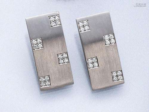 Pair of platinum ear clips with brilliants