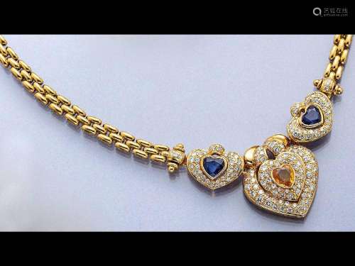 18 kt gold necklace with sapphires and brilliants