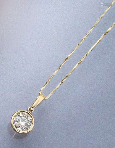 14 kt gold pendant with brilliant