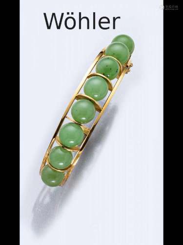 18 kt gold bangle with chrysoprase spheres