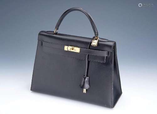 HERMES Kelly Bag, box leather in black