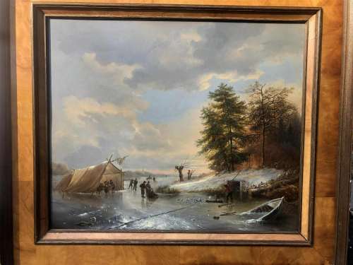 OIL ON BOARD LANDSCAPE IN WINTER SIGNED BY ANDRIES VERMEULEN