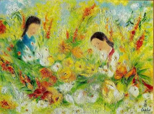 LE PHO 1907-2001 FRENCH VIETNAMESE OIL ON CANVAS FLOWER