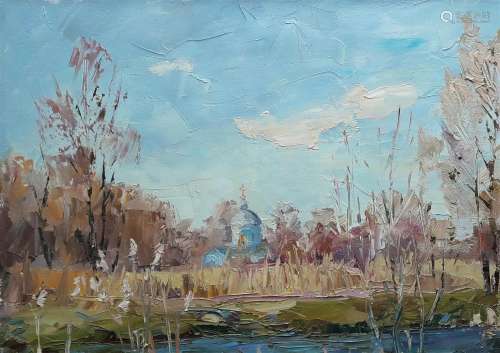 Oil painting River Yezuch Serdyuk Boris Petrovich