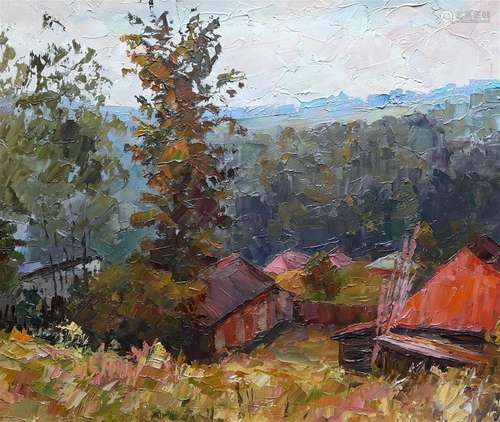 Oil painting Hill Village Serdyuk Boris Petrovich