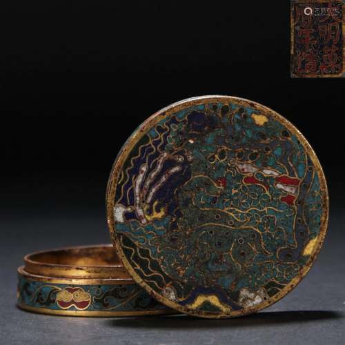 CHINESE CLOISONNE FLOWER ROUND LIDDED BOX